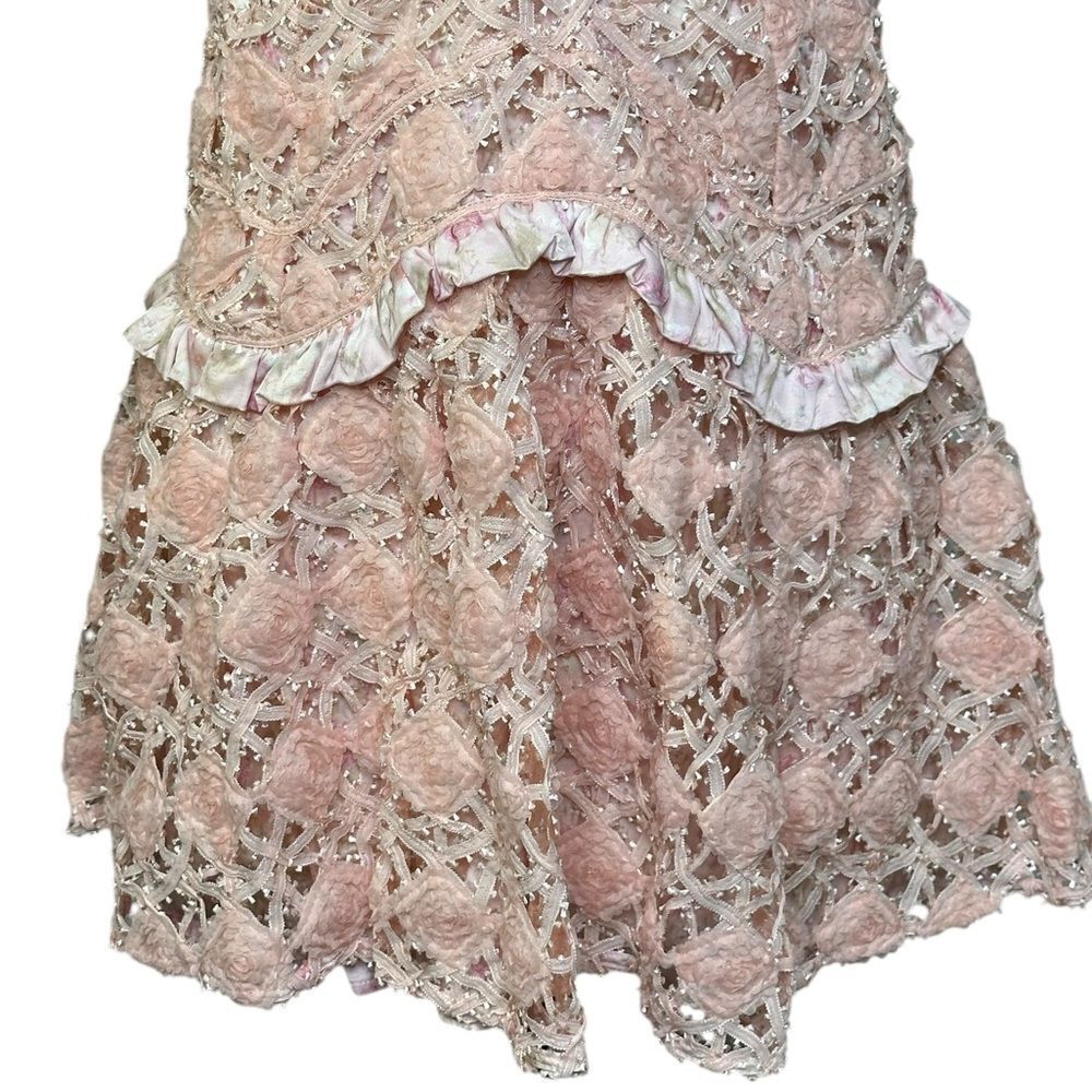 For Love and Lemons Alessia Pink Flora Ruffle Mini Dress | Size M - Picture 7 of 12